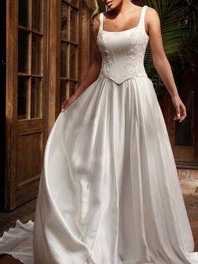 Essence Of Austrailia D4290 Basque Waist A Line Wedding Dress Nwot Size 10